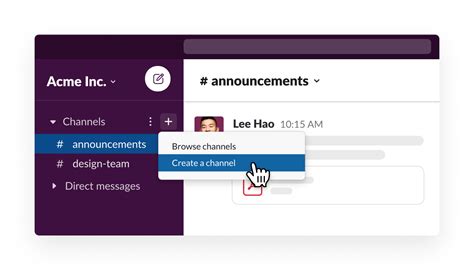 create new channel in slack.